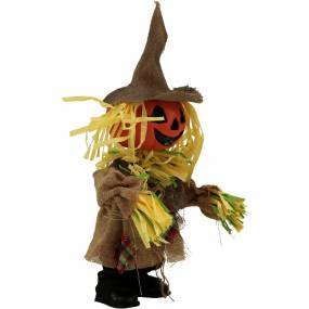 1.25-ft. Musical Walking Pumpkin Scarecrow, Indoor/Outdoor Halloween Decoration, Battery-Operated, Davy - Haunted Hill Farm HHMNPUMP-1FSA