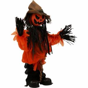 1.9-ft. Animatronic Pumpkin Scarecrow, Indoor/Outdoor Halloween Decoration, Red LED Eyes, Poseable, Battery-Operated, Burton - Haunted Hill Farm HHMNPUMP-3FLSA