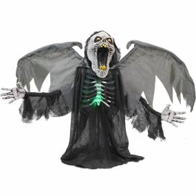 29.5-In. Gabriel the Animated Winged Reaper, Indoor or Covered Outdoor Halloween Decoration, Battery Operated - Almo HHRPR-17FLSA