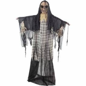 6-Ft. Charles the Animated Scarecrow Reaper, Indoor or Covered Outdoor Halloween Decoration, Battery Operated - Almo HHRPR-19FLSA