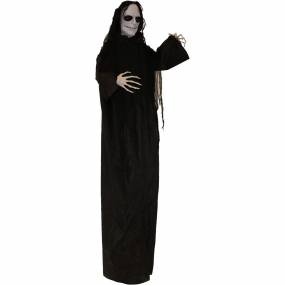 6.3-ft. Standing Reaper, Indoor/Covered Outdoor Halloween Decoration, LED Multi Eyes, Poseable, Battery-Operated, Simon - Haunted Hill Farm HHRPR-7FLS