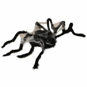 2.5-ft. Spider with Web, Indoor/Covered Outdoor Halloween Decoration, LED Red Eyes, Poseable, Battery-Operated, Cobweb - Haunted Hill Farm HHSPD-12FLSA