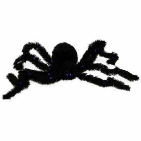 2.25-ft. Light-Up Spider, Indoor/Covered Outdoor Halloween Decoration, LED Purple Eyes, Poseable, Battery-Operated, Scorpio - Haunted Hill Farm HHSPD-13FLS