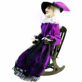 Animatronic Witch, Indoor/Outdoor Halloween Decoration, Talking, Moving, Battery-Operated - Haunted Hill Farm HHWITCH-12FLSA