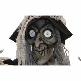 5.2-ft. Hanging Witch with Button Eyes, Indoor/Covered Outdoor Halloween Decoration, Poseable, Luna - Haunted Hill Farm HHWITCH-35H
