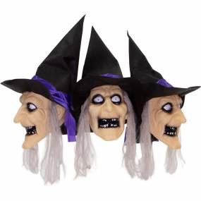 3-Piece Witch Lawn Stakes with Flashing Eyes and Spooky Sounds, Outdoor Halloween Decoration, Battery Operated - Almo HHWITCH-3STL