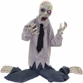 William the Animated Tattered Zombie Man, Indoor or Covered Outdoor Halloween Decoration, Battery Operated - Almo HHZOMB-8FLSA