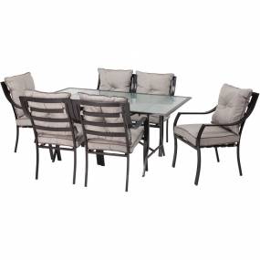 Lavallette 7-Piece Outdoor Dining Set with Table Umbrella and Base - Hanover LAVDN7PC-SU