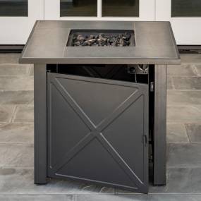 Naples 40,000 BTU Tile-Top Gas Fire Pit Table with Burner Cover and Lava Rocks - Hanover NAPLES1PCFP
