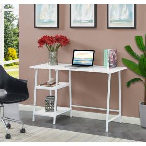 Designs2Go Trestle Wood Metal Desk with Removable Shelves in White and White - Convenience Concepts 303107WFW
