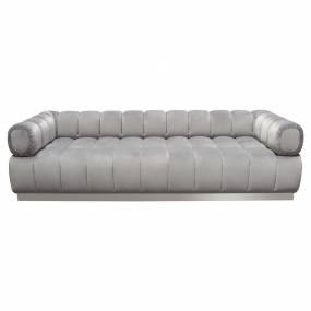 Image Low Profile Sofa in Platinum Grey Velvet with Brushed Silver Base - Diamond Sofa IMAGESOGR