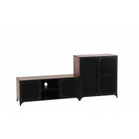 Black And Rustic Louis Tv Cabinet In Steel And Laminate - Unique Furniture 86290603