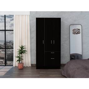  Cartagena Armoire, One Drawer, Metal Rod, Five Shelves, Double Door Cabinet, Black / White – Depot E-Shop DE-CLW5952