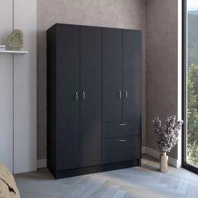  Itaca Armoire, Double Door Cabinet, One Drawer, Five Interior Shelves, Rod, Black / White – Depot E-Shop DE-CLW5953