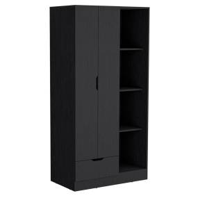 Toccoa Armoire with 1-Drawer and 4-Tier Open Shelves, Black - Depot E Shop DE-CLW9030