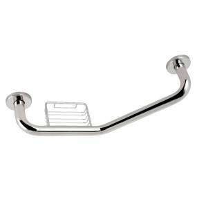 Kingston Brass GBS141012CS1 Meridian 10" x 12" Angled Grab Bar with Soap Holder, Polished Stainless Steel - Kingston Brass GBS141012CS1