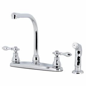 Kingston Brass KB711ACLSP American Classic Centerset Kitchen Faucet with Side Sprayer, Polished Chrome - Kingston Brass KB711ACLSP
