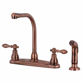 Kingston Brass KB716ACLSP American Classic Centerset Kitchen Faucet with Side Sprayer, Antique Copper - Kingston Brass KB716ACLSP