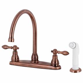 Kingston Brass KB726ACL American Classic Centerset Kitchen Faucet with Side Sprayer, Antique Copper - Kingston Brass KB726ACL