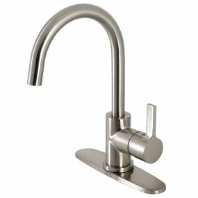 Kingston Brass KS8718CTLLS Continental Single Handle Kitchen Faucet with 8-Inch Plate, Brushed Nickel - Kingston Brass KS8718CTLLS