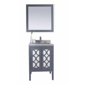 Mediterraneo - 24 - Grey Cabinet With White Stripes Marble Countertop - Laviva 313MKSH-24G-WS
