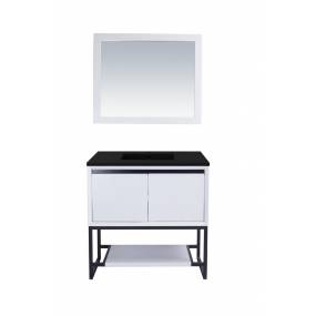 Alto 36 - White Cabinet With Matte Black VIVA Stone Solid Surface Countertop - Laviva 313SMR-36W-MB