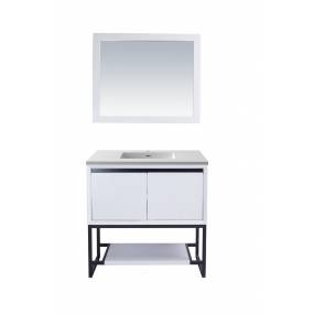 Alto 36 - White Cabinet With Matte White VIVA Stone Solid Surface Countertop - Laviva 313SMR-36W-MW