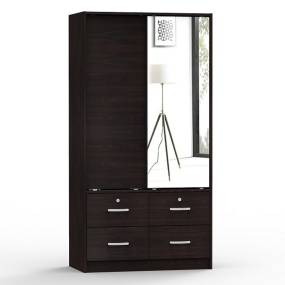 Sarah Double Sliding Door Armoire with Mirror in Tobacco - Better Home Products W44-M-TOB