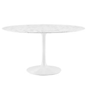 Lippa 54" Round Artificial Marble Dining Table - East End Imports EEI-1132-WHI