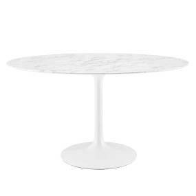 Lippa 54" Oval Artificial Marble Dining Table - East End Imports EEI-1134-WHI