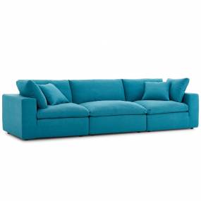 Commix Down Filled Overstuffed 3-Pc Sectional Sofa Set in Teal - East End Imports EEI-3355-TEA