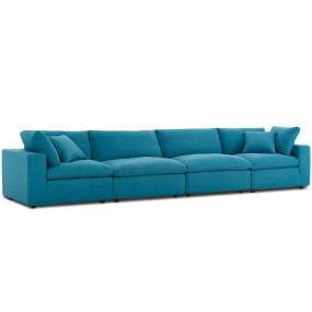 Commix Down Filled Overstuffed 4-Pc Sectional Sofa Set in Teal - East End Imports EEI-3357-TEA