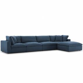 Commix Down Filled Overstuffed 5-Pc Sectional Sofa Set in Azure - East End Imports EEI-3358-AZU