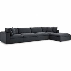 Commix Down Filled Overstuffed 5-Pc Sectional Sofa Set in Gray - East End Imports EEI-3358-GRY