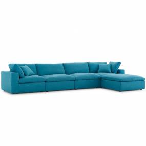 Commix Down Filled Overstuffed 5-Pc Sectional Sofa Set in Teal - East End Imports EEI-3358-TEA