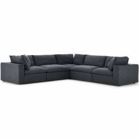 Commix Down Filled Overstuffed 5-Pc Sectional Sofa Set in Gray - East End Imports EEI-3359-GRY