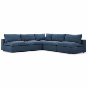 Commix Down Filled Overstuffed 5-Pc Sectional Sofa Set in Azure - East End Imports EEI-3360-AZU