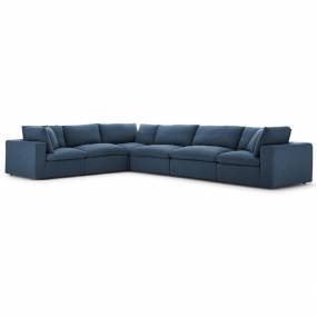 Commix Down Filled Overstuffed 6-Pc Sectional Sofa Set in Azure - East End Imports EEI-3361-AZU