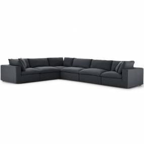 Commix Down Filled Overstuffed 6-Pc Sectional Sofa Set in Gray - East End Imports EEI-3361-GRY