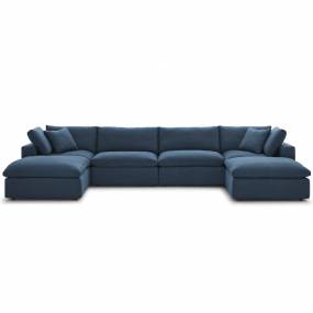 Commix Down Filled Overstuffed 6-Pc Sectional Sofa Set in Azure - East End Imports EEI-3362-AZU
