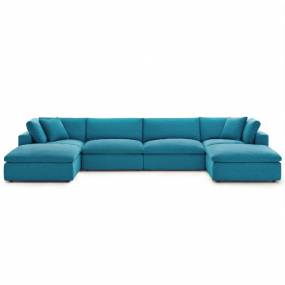 Commix Down Filled Overstuffed 6-Pc Sectional Sofa Set in Teal - East End Imports EEI-3362-TEA