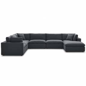 Commix Down Filled Overstuffed 7-Pc Sectional Sofa Set in Gray - East End Imports EEI-3364-GRY