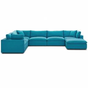 Commix Down Filled Overstuffed 7-Pc Sectional Sofa Set in Teal - East End Imports EEI-3364-TEA