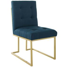 Privy Gold Stainless Steel Upholstered Fabric Dining Accent Chair - East End Imports EEI-3743-GLD-AZU
