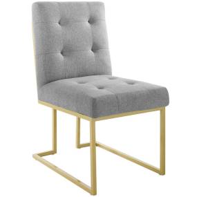 Privy Gold Stainless Steel Upholstered Fabric Dining Accent Chair - East End Imports EEI-3743-GLD-LGR