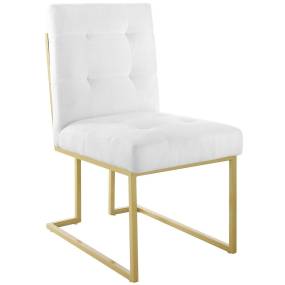 Privy Gold Stainless Steel Upholstered Fabric Dining Accent Chair - East End Imports EEI-3743-GLD-WHI