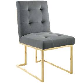 Privy Gold Stainless Steel Performance Velvet Dining Chair - East End Imports EEI-3744-GLD-CHA