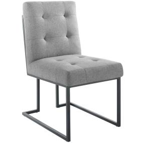 Privy Black Stainless Steel Upholstered Fabric Dining Chair - East End Imports EEI-3745-BLK-LGR