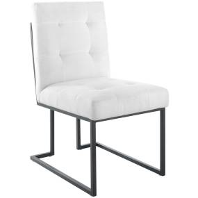 Privy Black Stainless Steel Upholstered Fabric Dining Chair - East End Imports EEI-3745-BLK-WHI