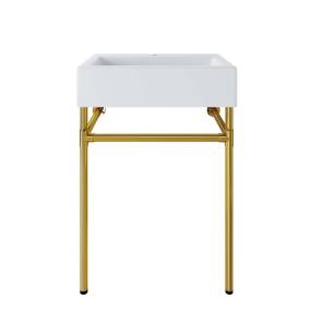 Redeem 24" Wall-Mount Gold Stainless Steel Bathroom Vanity - East End Imports EEI-5536-GLD-WHI